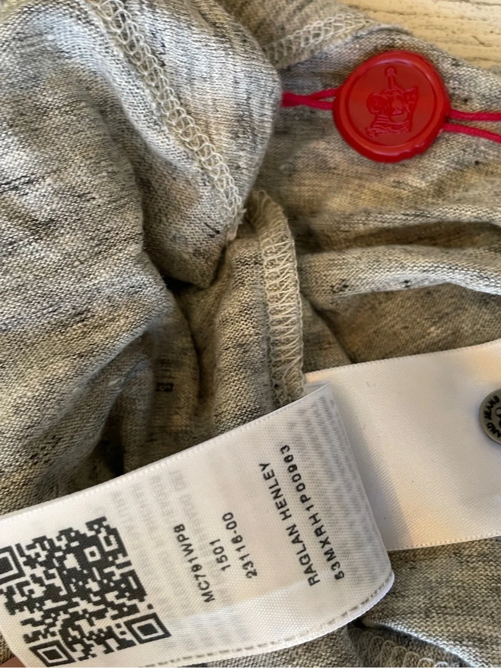 True Religion Navy & Grey Henley Raglan Long Sleeve Top XL NWT $99